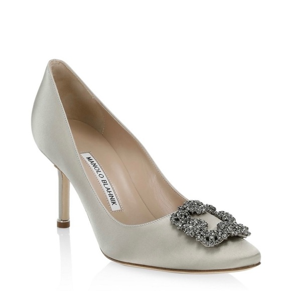 Manolo Blahnik Shoes - Manolo Blahnik Hangisi 70 Embellished Satin Pumps